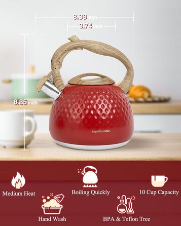 Чайник для заварювання Teekessel 2,7 л з емальованим покриттям зеленого кольору з імітацією дерева, з носиком, з нержавіючої сталі, антипригарний, з термостійкою ручкою оливкового кольору (Класичний червоний)
