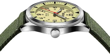 HANPOSH Годинник чоловічий військовий тактичний з датою, водостійкий 3ATM, кварцовий (зелений, срібний, жовтий)