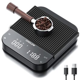 Електронна кухонна вага CHICLEW з перезаряджанням, 15 кг, з великою платформою з загартованого скла, водонепроникна, для дому, 24*16*2 см (чорна)