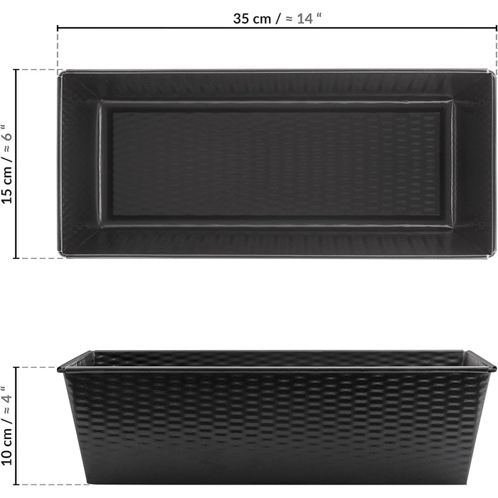 Форма для випічки хліба Grizzly Brotbackform, 35x15x10 см, антипригарна, для кексів та хліба на заквасці, чорна