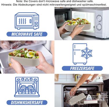 Ланчбокс Brotdose 3-х ярусний на 2200 мл з посудом, для дорослих, без BPA, підходить для мікрохвильової печі, бежевий