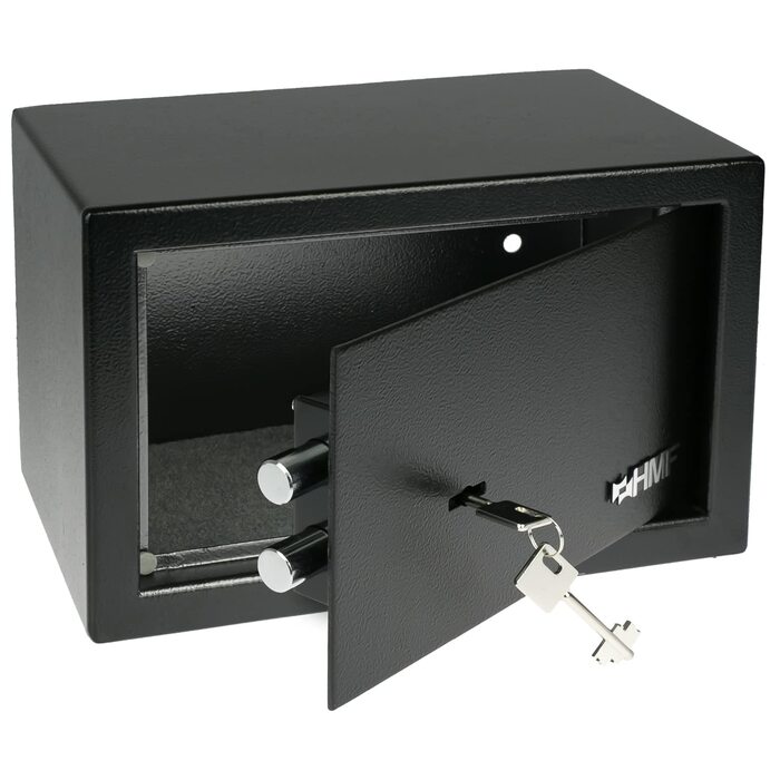 Меблевий сейф HMF 49200-02 Safe Tresor з ключем, чорний, 31x20x20 см