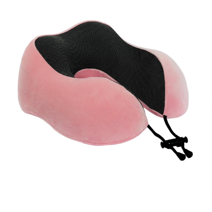 Подушка для шиї з піною пам'яті, 360-градусна підтримка голови, комфортна та легка, ідеальна для сну в літаку, авто, поїзді, автобусі та вдома, з чохлом (Рожева)