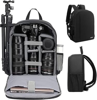 Рюкзак для камери CADeN 2.0, чорний: водонепроникний, сумісний з Sony, Canon, Nikon