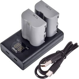 Запасний акумулятор DSTE EN-EL3E + подвійний USB-зарядний пристрій з LCD-дисплеєм для камер Nikon (D30, D50, D70, D90, D80, D100, D200, D300, D300S, D700)