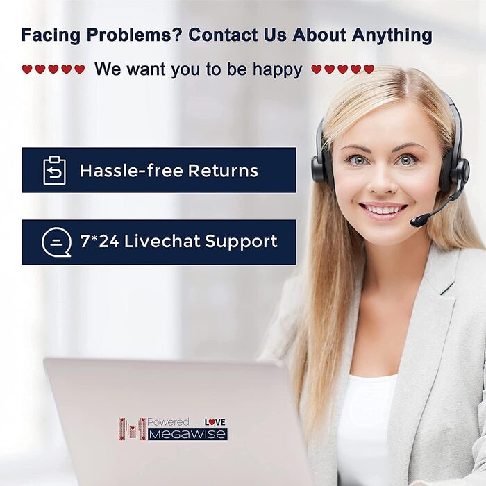 MEGAWISE Повітряний Очищувач для великих приміщень до 100 м², HEPA фільтр H13, датчик якості повітря, нічний режим