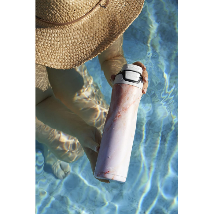 Contigo Autoseal Chill Stainless Steel Water Bottle with Autoseal Technology, Insulated Bottle Keeps Drinks Cold for Up to 28 Hours, Leak-Proof, BPA-Free, 720 ml (Rose Quartz)