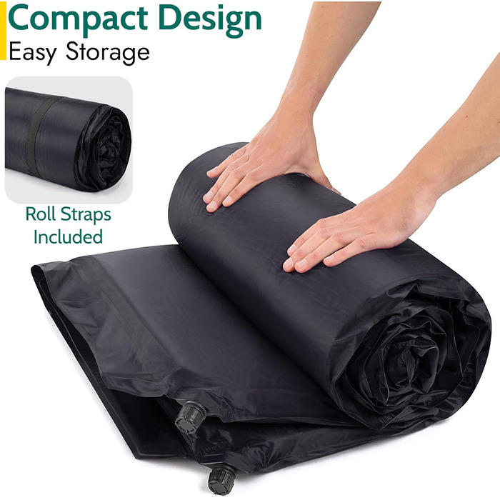 Саморозкладаючий килимок для кемпінгу/матрац для двох осіб 5 см (Чорний)