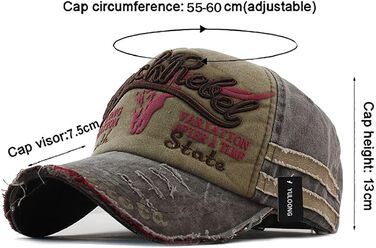 Кепка бейсболка вінтажна Baumwolle з бавовни, випрана джинсова, з потертостями, для чоловіків та жінок, стильна, спортивна, hip hop, регульована, універсальний розмір, колір A-Braun