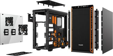 Корпус для ПК be quiet! Pure Base 600 Window Orange, 2 вентилятори Pure Wings 2, підтримка радіаторів до 360мм, загартоване скло