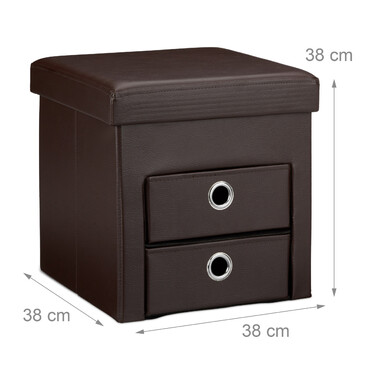 Relaxdays faux leather storage ottoman with 2 compartments