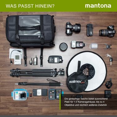 Сумка для камери Mantona New York з внутрішнім розділенням: для об'єктивів, системних та дзеркальних камер, аксесуарів, з дощовиком та регульованим ременем