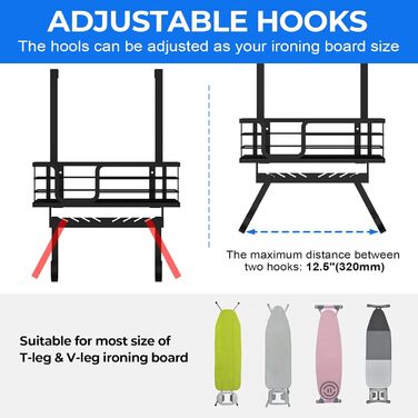 Настінна підставка для праски та гладильної дошки з великим кошиком для зберігання - міцна конструкція для пральні