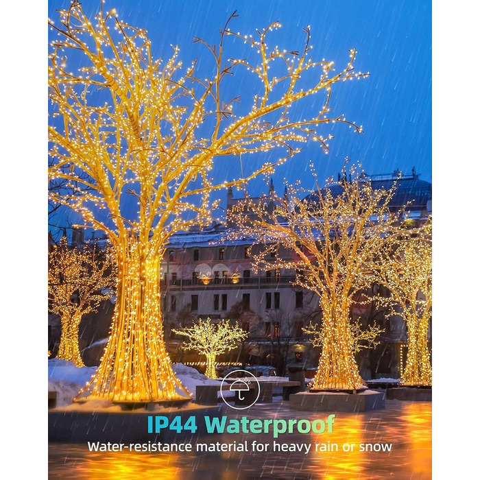 LED гірлянда на Новий Рік LEDYA 200 LED, тепле біле світло, 8 режимів, IP44, 30 м, для декору балкона, саду, огорожі, дому