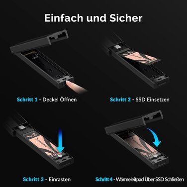 Корпус для NVMe SSD Sabrent з адаптером m2 SATA, USB C 3.2 Gen 2 (10 Гбіт/с), з кулером, для бізнесу