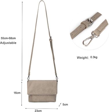 Сумка жіноча Gladdon через плече, шкіряна крос-боді, Taupe (бежевий)