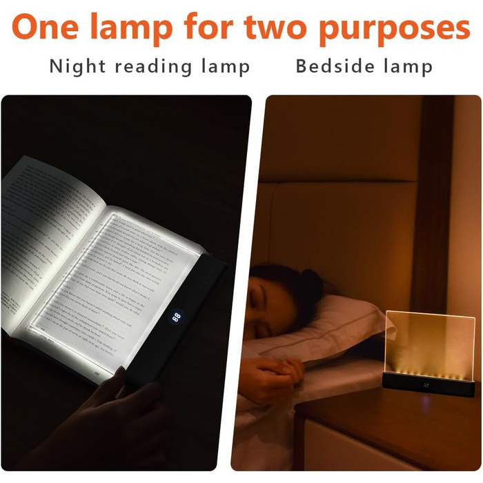 Світлодіодна плоска лампа для читання книг HOTUT Lightwedge, портативне LED-світло для книг з захистом очей, чорна