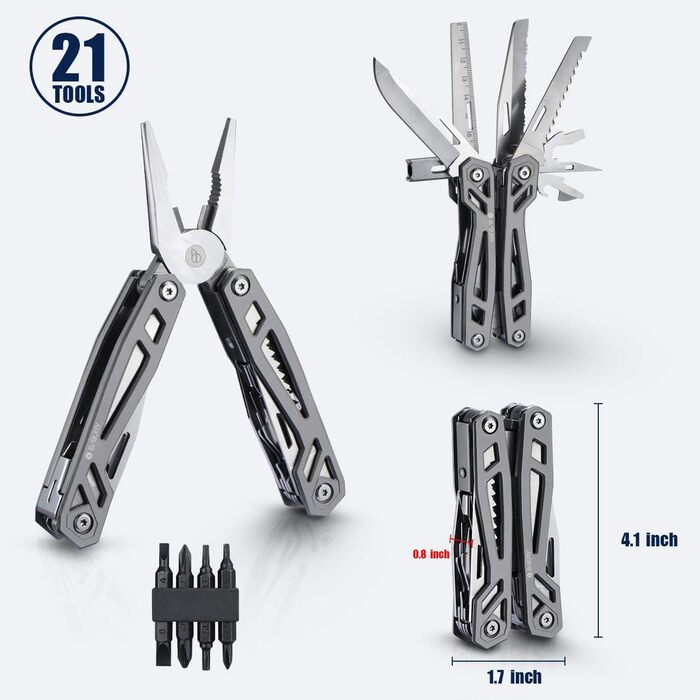 BIBURY Multitool - Titanium Multi-Tool Set for Men & Women | Camping, Hunting, Fishing & Hiking | Stainless Steel Pliers with Screwdriver