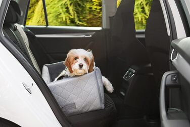 Автокрісло для собак та котів | Чорний велюр | 57x50 см | Зручне автоліжко для тварин