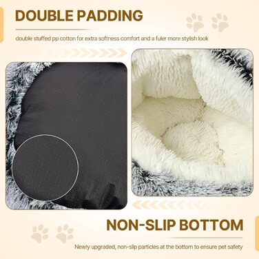 YAGE Soothing Cat Bed, Fluffy Plush Kitten Bed, Washable Anti-Anxiety Puppy Bed, Pet Bed for Small Dogs Soft Warm Donut Cat Sleeping Bag. No.: 015002802-0001(M-50cm)