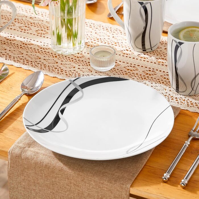 Набір тарілок VEWEET Fiona Porzellan: 6 штук, діаметр 27,4 см. Ідеально для щоденного використання: обідні, десертні, тарілки для пасти та сніданку. Безпечно для мікрохвильової печі та посудомийної машини.