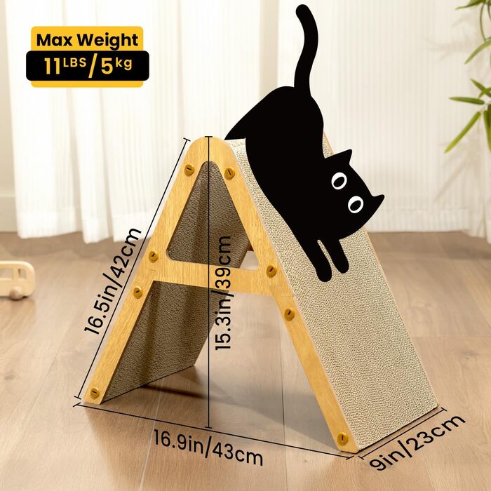 Кігтеточка для котів з коробкою та 4 змінними шарами з картону - велика кігтеточка з міцного гофрокартону, двосторонні шари з картону з наклейками - місце для відпочинку котів у квартирі, захист меблів. Велика коробка для котів + 4 кігтеточки + наклейки (