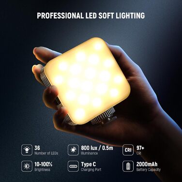 NEEWER NL-36AI RGB LED панель для відеозйомки: 8W, 2700K–7500K, регульоване RGB освітлення, 4000mAh, металева, для DSLR, стрімінгу
