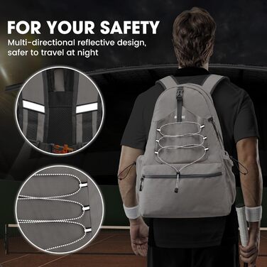 G4Free Tennis Bag Backpack - Large Capacity Sports Bag with Shoe Compartment for Men & Women (Ivory)