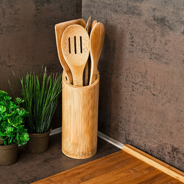 Relaxdays Kitchen Helper Set, 7-Piece Bamboo