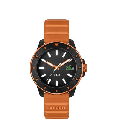 Годинник чоловічий Lacoste 12.12 Scuba кварцовий з силіконовим браслетом (помаранчевий)