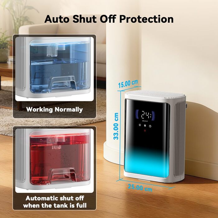 Електричний осушувач повітря Leise для сушіння одягу з таймером, автовимкненням та 7-кольоровими індикаторами (850 мл/год, 24 дні)