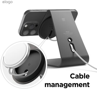 Підставка для зарядки MagSafe Elago MS4, Алюмінієва, сумісна з iPhone 17/16/15/14/13/12, Standby Mode (iOS 17), чорний [Зарядний пристрій не входить до комплекту]