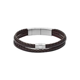 Браслет чоловічий Fossil Casual з шкіри або нержавіючої сталі з магнітною, застібкою-метеликом або пряжкою, коричневий