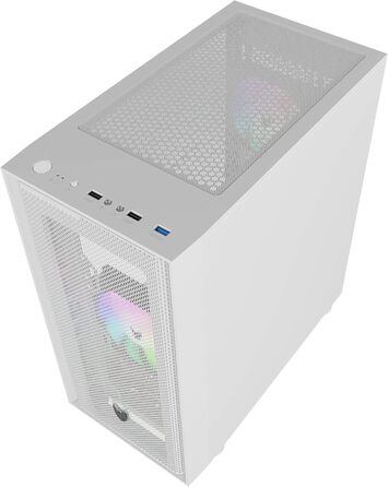 Корпус для ПК Oversteel AERIS білий з вентилятором A-RGB 120mm, сумісний з ATX, Micro ATX, ITX, USB 3.0, з сітчастою передньою панеллю та фільтрами пилу, з загартованим склом
