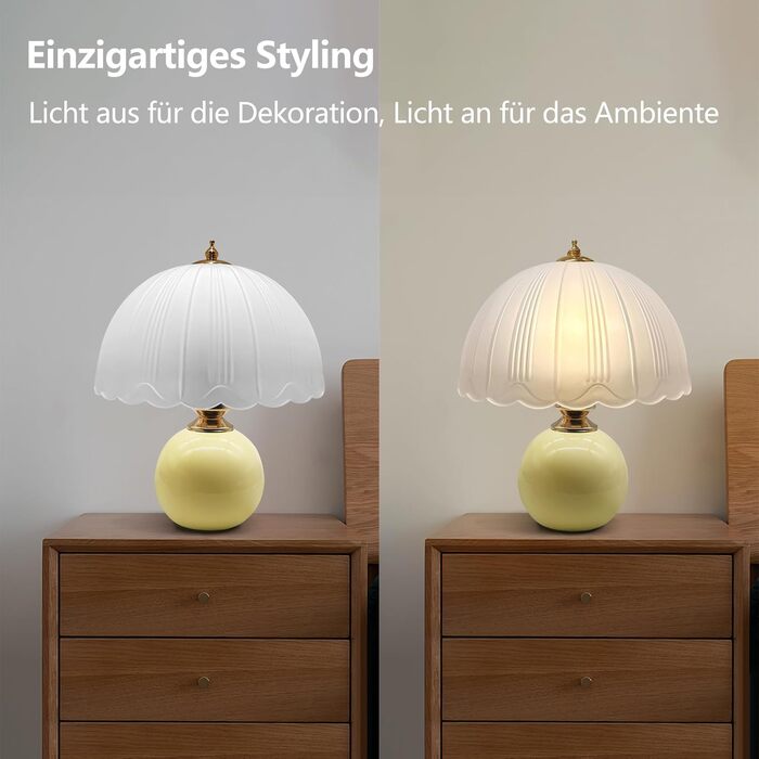 LED настільна лампа, невеликий скляний світильник з 3 режимами кольору, вінтажний приліжний світильник для вітальні та спальні