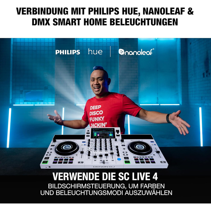 DENON DJ SC LIVE 4 - DJ контролер з розділенням на стеми, Wi-Fi, вбудовані колонки, сумісний з Serato DJ та Virtual DJ