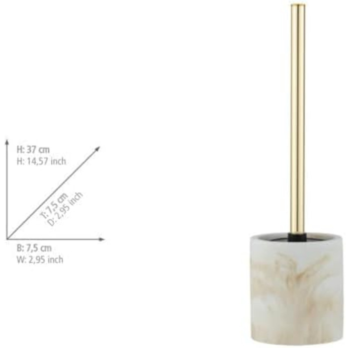 Набір для туалету WENKO Odos: тримач для щітки з полірезину, білий/золотий, 7,5 x 37 см
