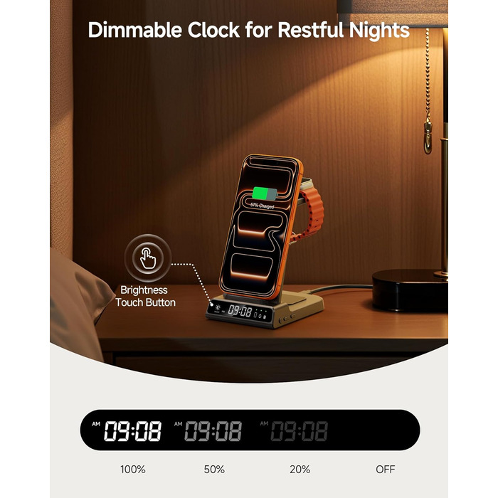 Бездротова зарядна станція 3-в-1 для Apple iPhone 16/15/14/13/12 Pro/Plus, Apple Watch Ultra 2/9/8/7/6/5, AirPods Pro/4/3/2 Tech-Grau