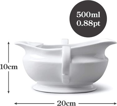 WM Bartleet & Sons 1750 T307 Porcelain Saucepan, 500 ml, White