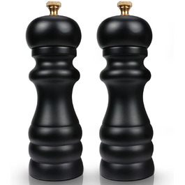 Набір з 2 мельниць для солі та перцю (чорний + білий) - ручні, дерев'яні, для солі, перцю, чилі