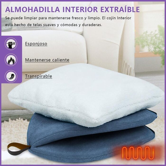 Квіткове ліжко для котів, м'яке, тепле, плюшеве, знімним подушкою (Блакитний M)