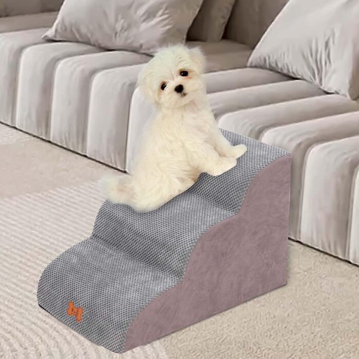 Сходинки для собак маленьких порід, 3 сходинки, 40 см, знімна та миюча, з м'якого пінополіуретану, антиковзкі, для котів та собак, для ліжка/дивану/автомобіля