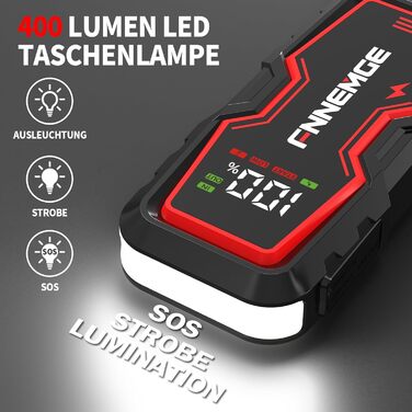 Портативний акумулятор для авто Jump Starter 6000A, 12V, з LED-ліхтариком та HD-екраном