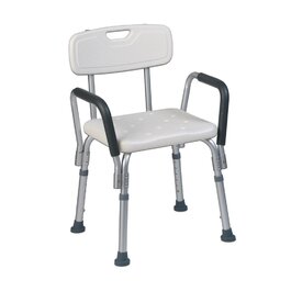 Teqler T-135303 Душовий стілець для догляду, висота регулюється 38-45 см, табурет для ванної для людей з обмеженою мобільністю
