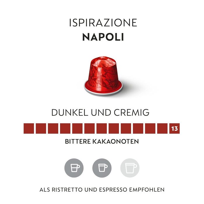 Капсули для кави Nespresso Original Ispirazione Napoli, темне обсмаження, 50 капсул. Сумісна з Nespresso Original