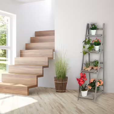 Relaxdays Wooden Flower Step (Grey)