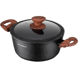 Каструля FLORINA Master Black 24 см, 4 л з антипригарним покриттям | Для всіх типів плит, включаючи індукцію | Зручна ручка Soft-Touch | Кришка з силіконовим кантом | Стійка до нагріву, легко миється