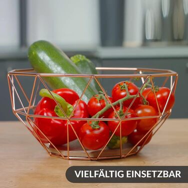 Металева фруктова ваза Chefarone - декоративний вінтажний кошик для фруктів (26x26x12 см, коричневий)