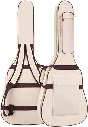 Водонепроникний кейс для гітари SUQ Oxford, 40/41 дюймів, з принтом музичних нот, нейлон, Gigbag, для електро-, акустичної та концертної гітари, ударостійкий, 8 мм підкладка, водонепроникний (бежевий)