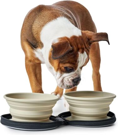 Силіконовий мисочник Hunter з кишенькою, 750 мл, світло-коричневий